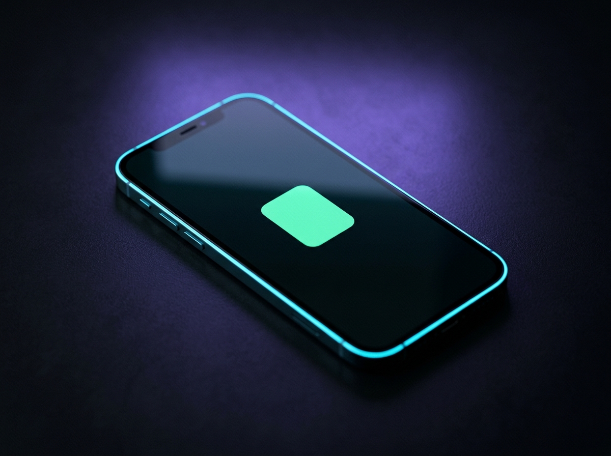 Smartphone on a dark surface with a casino app icon on the home screen, WinSpirit pokies app